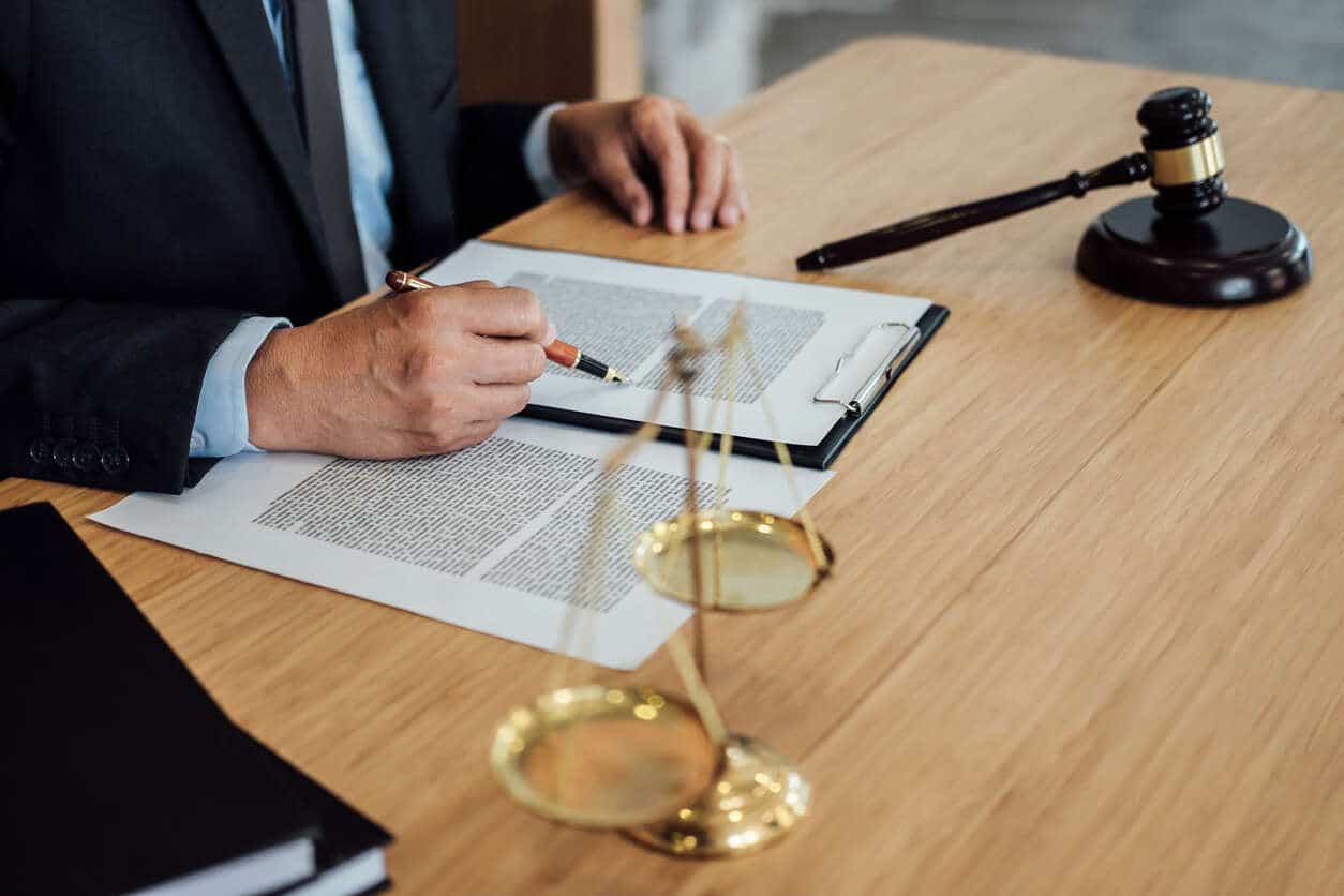 lawyer working and gavel on the table