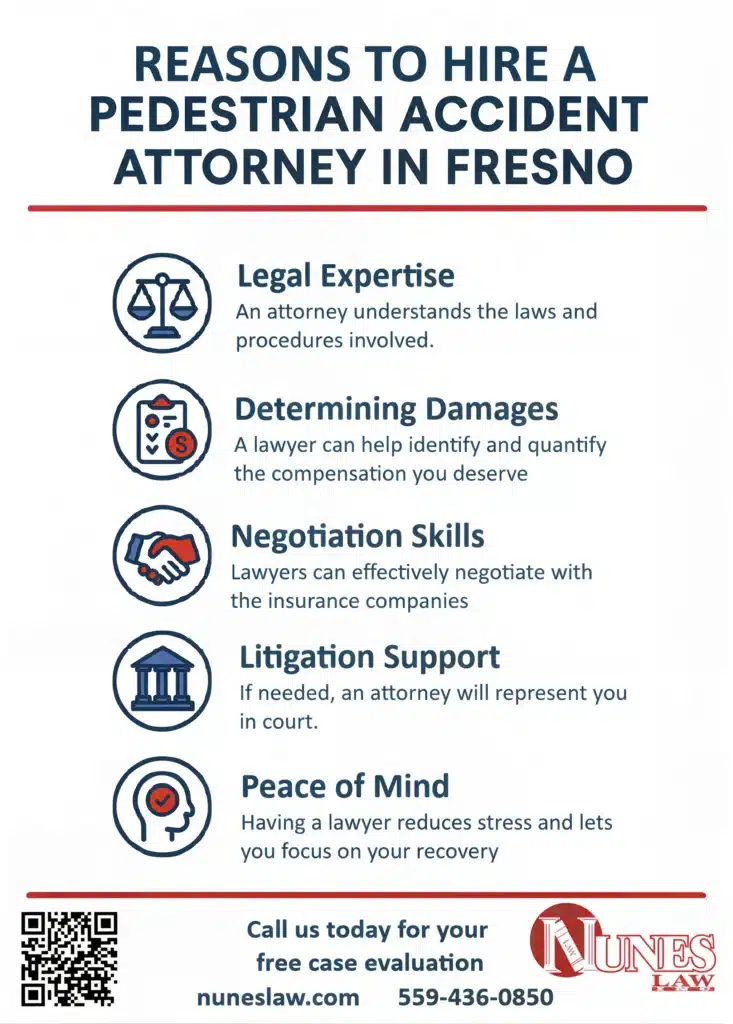 This infographic shows that Reasons to Hire a Pedestrian Accident Attorney in Fresno
